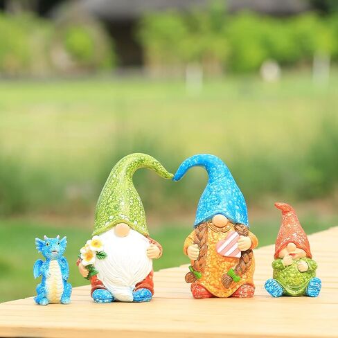 xxoasis Garden Gnomes Statues,Funny Resin Garden Courtyard Dragon, Indoor Outdoor Gnomes Decorations for Yard/Desk Ornaments (B) in Kuwait