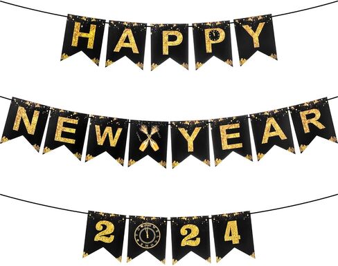 لافتة بعبارة «Happy New Year» 2023 لا تتطلب تركيبها بنفسك باللونين الاسود والذهبي 2023، لافتة ورقية لحفلات رأس السنة الجديدة، خلفية لحفلات ليلة رأس السنة الجديدة، لوازم تزيين حفلات ليلة رأس السنة in Saudi Arabia