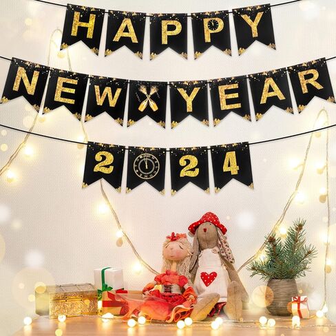 لافتة بعبارة «Happy New Year» 2023 لا تتطلب تركيبها بنفسك باللونين الاسود والذهبي 2023، لافتة ورقية لحفلات رأس السنة الجديدة، خلفية لحفلات ليلة رأس السنة الجديدة، لوازم تزيين حفلات ليلة رأس السنة in Saudi Arabia