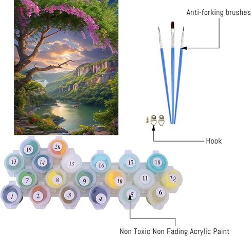 MjhRcll Paint by Number,Paint by Numbers for Adults and Beginner,DIY Acrylic Painting Kits on Canvas Paint by Number Landscape Oil Painting for Home Wall Decor16X20Inch in Kuwait