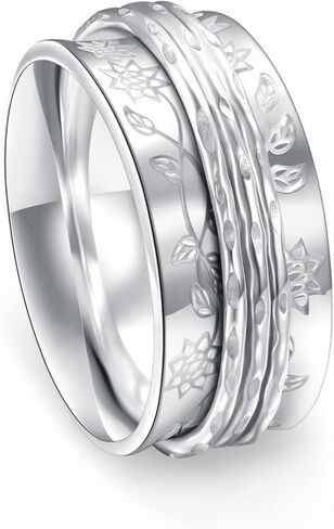 JZMSJF S925 Sterling Silver Faith Hope Love Spinner Rings Inspirational Anti Anxiety Ring Fidget Ring in Kuwait