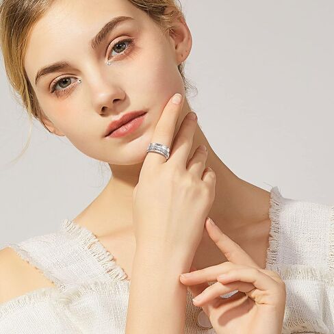 JZMSJF S925 Sterling Silver Faith Hope Love Spinner Rings Inspirational Anti Anxiety Ring Fidget Ring in Kuwait