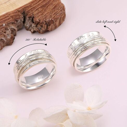 JZMSJF S925 Sterling Silver Faith Hope Love Spinner Rings Inspirational Anti Anxiety Ring Fidget Ring in Kuwait