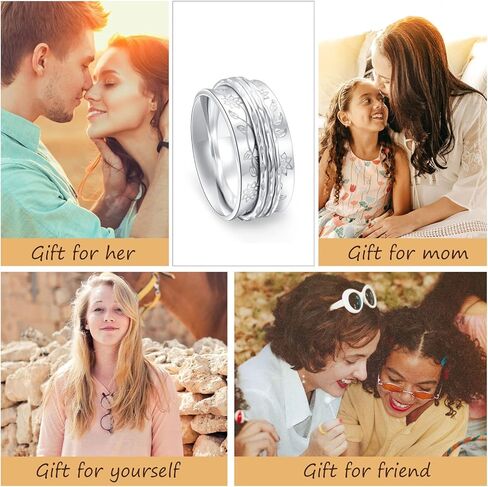 JZMSJF S925 Sterling Silver Faith Hope Love Spinner Rings Inspirational Anti Anxiety Ring Fidget Ring in Kuwait