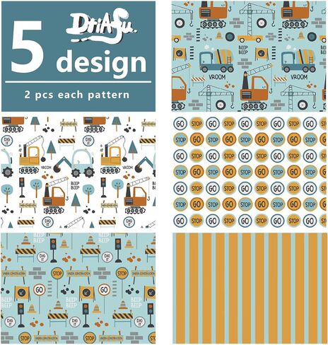 Dtiafu Construction Wrapping Paper - Birthday Gift Wrap Paper Bulk Folded Flat With Truck Tractor Traffic Signs Patterns for Boys Kids Baby - 20inch x 28inch Per Sheet(10 Sheets) in Kuwait