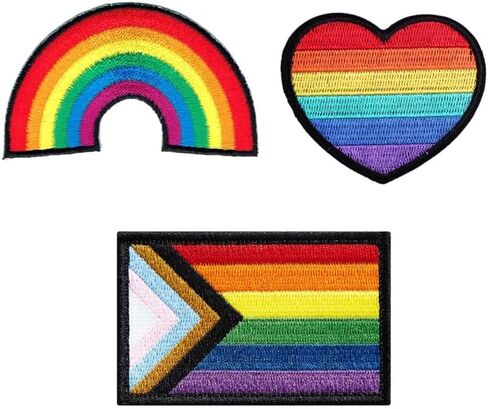 3 رقع حديد قوس قزح، علم قوس قزح على شكل قلب على الملابس، رقع لطيفة للرجال والنساء والأطفال، رقع تزيين للملابس والأحذية والحقيبة والقبعة in Kuwait