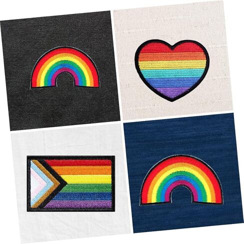 3 رقع حديد قوس قزح، علم قوس قزح على شكل قلب على الملابس، رقع لطيفة للرجال والنساء والأطفال، رقع تزيين للملابس والأحذية والحقيبة والقبعة in Kuwait