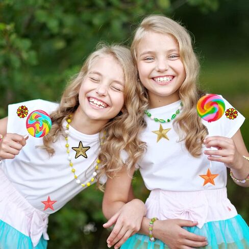 40 قطعة من الرقع المزخرفة على شكل نجمة قابلة للكي / الخياطة ، 6 قطع من رقع مطرزة على شكل وجه مبتسم وزهور للملابس والجاكيتات وحقيبة الظهر in Kuwait