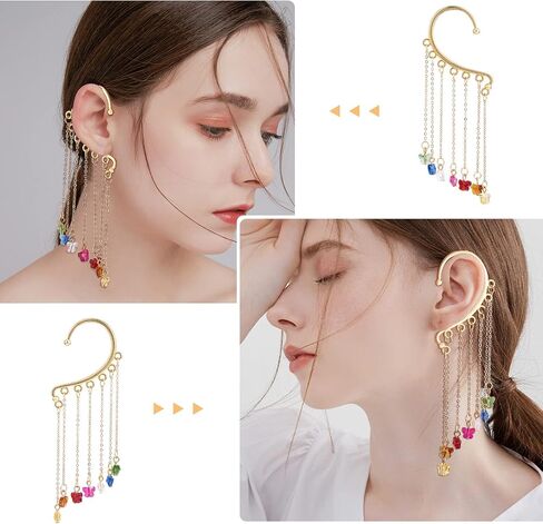 WEWAYSMILE 20Pcs Ear Cuff Earrings for Women, Alloy Cuff Earring Findings 7 Holes Ear Wrap Earring Hooks No PiercingClip on Ear Cuff Earrings for DIY Earrings Charm Jewelry Making (Silver&Gold） in Saudi Arabia