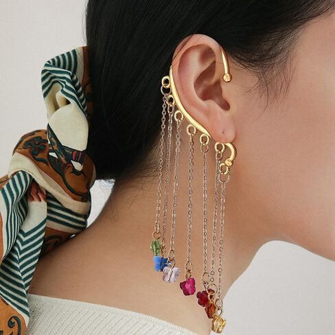 WEWAYSMILE 20Pcs Ear Cuff Earrings for Women, Alloy Cuff Earring Findings 7 Holes Ear Wrap Earring Hooks No PiercingClip on Ear Cuff Earrings for DIY Earrings Charm Jewelry Making (Silver&Gold） in Saudi Arabia