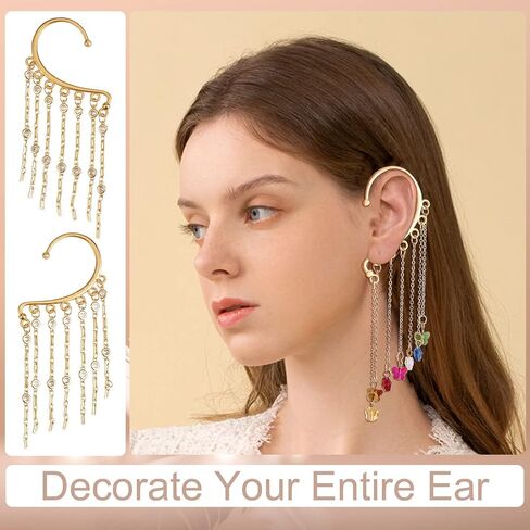 WEWAYSMILE 20Pcs Ear Cuff Earrings for Women, Alloy Cuff Earring Findings 7 Holes Ear Wrap Earring Hooks No PiercingClip on Ear Cuff Earrings for DIY Earrings Charm Jewelry Making (Silver&Gold） in Saudi Arabia