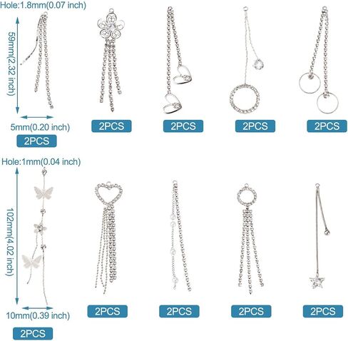 Pandahall 20Pcs Stainless Steel Earring Hooks &16Pcs Brass Sparkling Long Chain Tassel Charm Pendants with & Open Jump Rings for DIY Dangle Earring Pendant Necklace Jewelry Making (Golden) in Saudi Arabia
