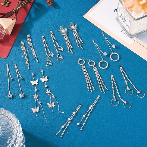 Pandahall 20Pcs Stainless Steel Earring Hooks &16Pcs Brass Sparkling Long Chain Tassel Charm Pendants with & Open Jump Rings for DIY Dangle Earring Pendant Necklace Jewelry Making (Golden) in Saudi Arabia