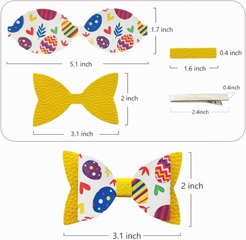 اوكسيم 24 مجموعة من ربطات الشعر المصنوعة من الجلد الصناعي بتصميم عيد الفصح السعيد للمبتدئين، مشابك تمساح من القماش الصناعي اللامع المقطوع مسبقا للنساء والبنات والاولاد والحيوانات الاليفة والمهرجانات in Kuwait