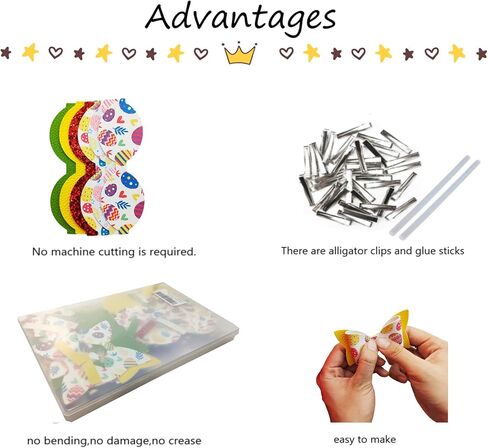 اوكسيم 24 مجموعة من ربطات الشعر المصنوعة من الجلد الصناعي بتصميم عيد الفصح السعيد للمبتدئين، مشابك تمساح من القماش الصناعي اللامع المقطوع مسبقا للنساء والبنات والاولاد والحيوانات الاليفة والمهرجانات in Kuwait