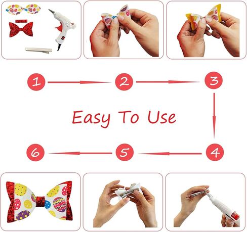 اوكسيم 24 مجموعة من ربطات الشعر المصنوعة من الجلد الصناعي بتصميم عيد الفصح السعيد للمبتدئين، مشابك تمساح من القماش الصناعي اللامع المقطوع مسبقا للنساء والبنات والاولاد والحيوانات الاليفة والمهرجانات in Kuwait