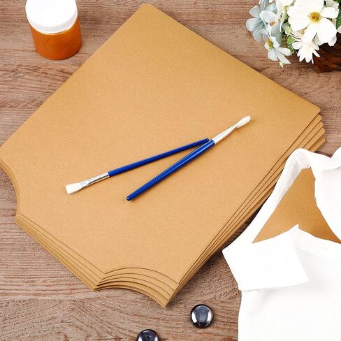 قميص من الورق المقوى مقاس 16 × 13 بوصة من وسادات كرافت مموجة بنية اللون، مستلزمات فنية لرش الطلاء الأكريليك وتي شيرتات للديكور والحرف اليدوية (12 قطعة) in Kuwait