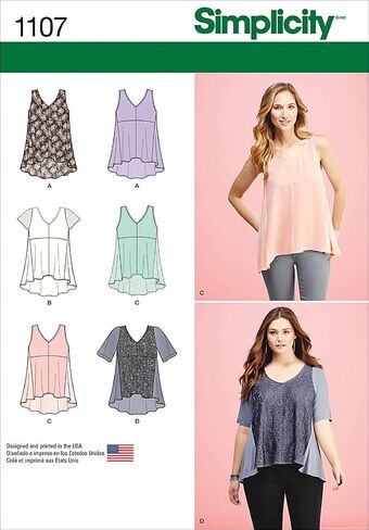 بلوزة نسائية من Simplicity 1107، مقاس XXS-XXL in Saudi Arabia