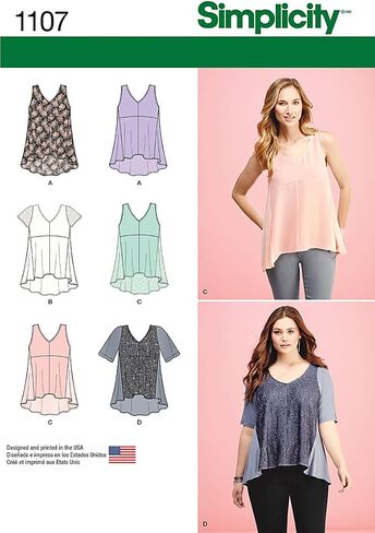 بلوزة نسائية من Simplicity 1107، مقاس XXS-XXL in Saudi Arabia