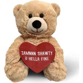 Zamnnn Shawty U Hella Fine - دمية دب مقاس 10 بوصات وحقيبة هدايا - هدية من القطيفة على شكل حيوانات محشوة مرحة لصديقتك، وصديقك، وأفضل صديق - عيد الميلاد، والخطوبة، وعيد الحب، والذكرى السنوية، والزفاف - الدببة الذكية in Kuwait