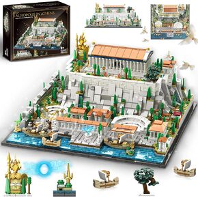 Architecture Acropolis of Athens Compatible with Lego, 1988 Pieces Landmark Collection City Building Blocks Set, Display Model Kit and Home Decor Gift Idea for Adults, Kids, Architects