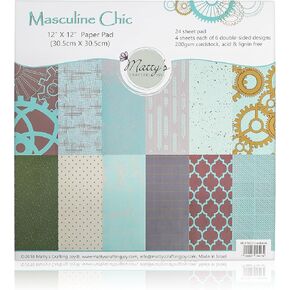 ماتيز كرافتينغ جوي دفتر قصاصات ورقية مزدوج الجوانب بلون تركواز مقاس 12 × 12 من ماسكولين شيك، عبوة من 24 بطاقة ورقية منقوشة بلون ازرق مخضر فاتح in Kuwait