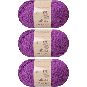 3-Pack Fluffy Wool Blend by Yonkey Monkey. Knitting Crochet DIY Art Crafts (Army Green 026)
