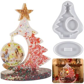 Bemodst Christmas Pendant Resin Mold Silicone DIY Love Photo Frame Love Pendant Hanging Silicone Mold, Making Keychain Jewelry Valentine's Day Decorations - 2pcs