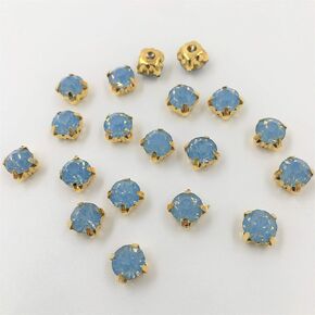 100pcs 6mm Opal Sew on Rhinestone Glass Crystal Gold Claw Strass Diamond Stones  (Pink Opal)