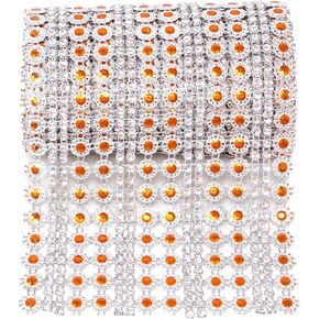 Honbay 4.5 Inch x 2 Yards Sparkling Flower Shape Diamond Mesh Wrap Roll Faux Crystal Rhinestone Mesh Ribbon for Wedding, Birthday, Baby Shower, Arts & Crafts,etc (Colorful)