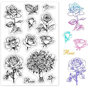 GLOBLELAND Rose Flower Clear Stamps Silicone Stamp Cards for Card Making Decoration and DIY Scrapbooking in Saudi Arabia
