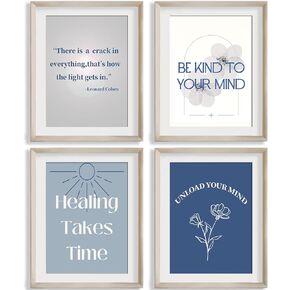 ملصق فني بتصميم بوهيمي للمكتب والإرشاد باللون الازرق، ملصق حائط ملهم للمكتب والعلاج والصحة العقلية للقلق، اقتباسات علاجية للنساء، ملصق علم النفس ملهم ايجابي in Kuwait