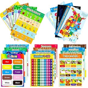 Educational Preschool Posters, Emooqi 20 Pieces(16×11in) for Toddlers and Students, Early Learning Chart for Wall, Kindergarten Learning Posters Include Alphabet, US Map, Colors,Teach Numbers and in Kuwait