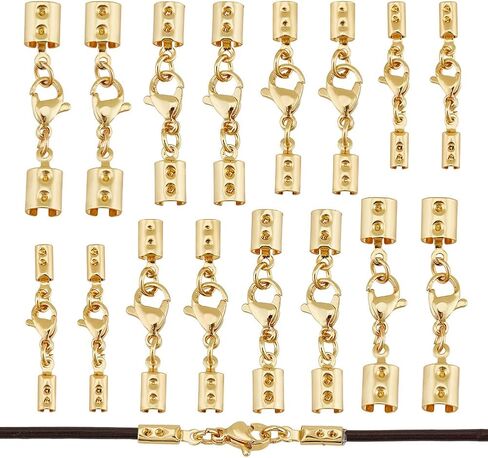 UNICRAFTALE About 50sets Stainless Steel Lobster Claw Clasps with Cord Ends Connector Lobster Claw Clasp Necklace Bracelet Cord Ends for DIY Jewelry Making 26mm; Inner 2mm in Kuwait