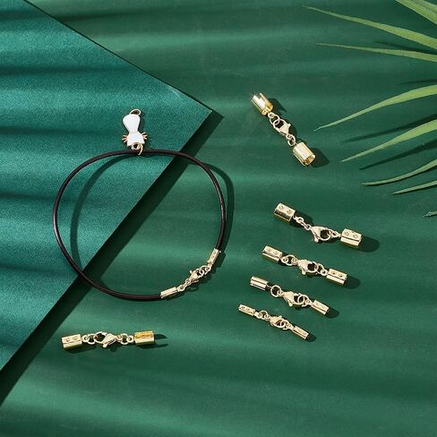 UNICRAFTALE About 50sets Stainless Steel Lobster Claw Clasps with Cord Ends Connector Lobster Claw Clasp Necklace Bracelet Cord Ends for DIY Jewelry Making 26mm; Inner 2mm in Kuwait