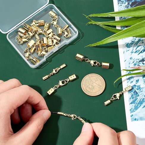 UNICRAFTALE About 50sets Stainless Steel Lobster Claw Clasps with Cord Ends Connector Lobster Claw Clasp Necklace Bracelet Cord Ends for DIY Jewelry Making 26mm; Inner 2mm in Kuwait