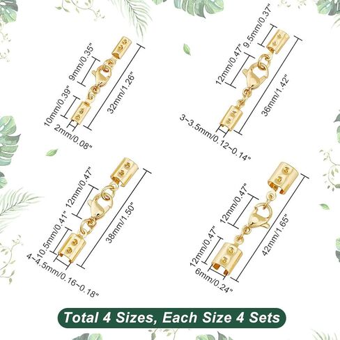 UNICRAFTALE About 50sets Stainless Steel Lobster Claw Clasps with Cord Ends Connector Lobster Claw Clasp Necklace Bracelet Cord Ends for DIY Jewelry Making 26mm; Inner 2mm in Kuwait