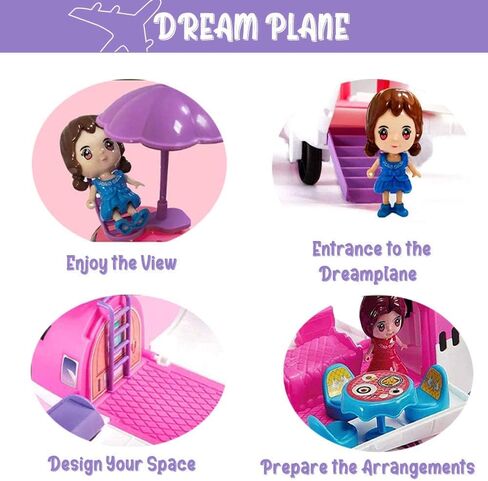 Liberty Imports Pink Airplane Toy Private Jet Transport Cargo Vehicle - Big Large Aircraft Plane with Figures and Beauty Accessories Pretend Playset for Toddler Girls in Saudi Arabia
