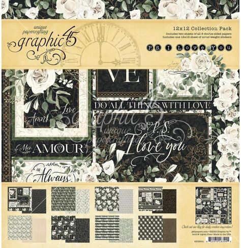 الرسم 45 ملاحظة. حزمة مجموعة I Love You - حزمة مجموعة 12 × 12 + 12 × 12 حزمة ورق مزدوجة الجوانب in Kuwait