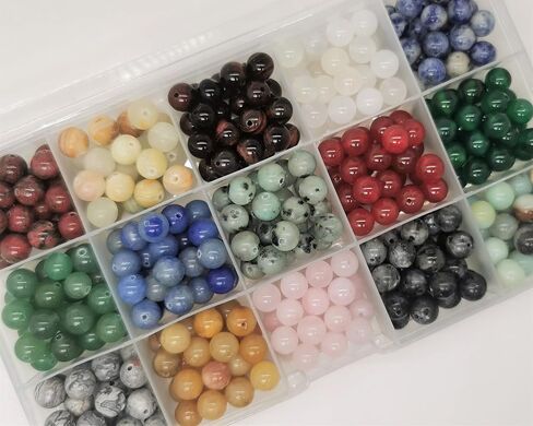1200pcs 6mm Natural Round Stone Beads Real Gemstone Beading Loose Gemstone Hole Size 1mm DIY Smooth Beads for Bracelet Necklace Earrings Jewelry Making,Box Packed(24 Material -A,6mm) in Saudi Arabia