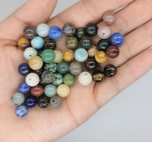 1200pcs 6mm Natural Round Stone Beads Real Gemstone Beading Loose Gemstone Hole Size 1mm DIY Smooth Beads for Bracelet Necklace Earrings Jewelry Making,Box Packed(24 Material -A,6mm) in Saudi Arabia
