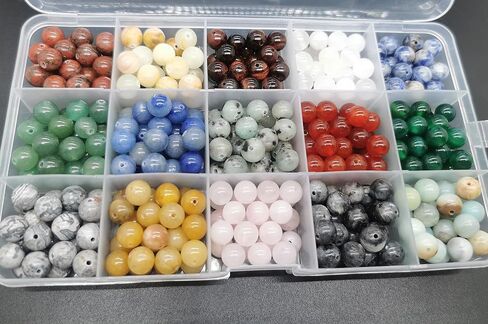1200pcs 6mm Natural Round Stone Beads Real Gemstone Beading Loose Gemstone Hole Size 1mm DIY Smooth Beads for Bracelet Necklace Earrings Jewelry Making,Box Packed(24 Material -A,6mm) in Saudi Arabia