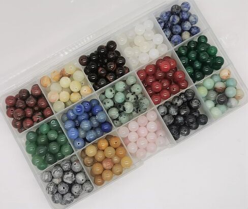 1200pcs 6mm Natural Round Stone Beads Real Gemstone Beading Loose Gemstone Hole Size 1mm DIY Smooth Beads for Bracelet Necklace Earrings Jewelry Making,Box Packed(24 Material -A,6mm) in Saudi Arabia