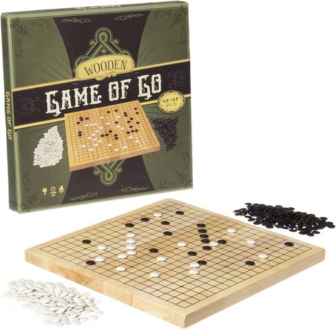 Go Set with Natural Wood Board | Portable 29 x 29cm (11.4" x 11.4") Set | Complete Set of 361 Stones | 19x19 Grid Layout, Portable Size for Travel | 2-Player - Classic Chinese Strategy Board Game in Saudi Arabia