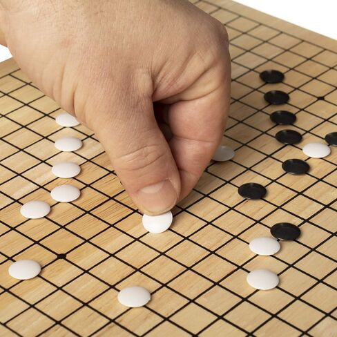 Go Set with Natural Wood Board | Portable 29 x 29cm (11.4" x 11.4") Set | Complete Set of 361 Stones | 19x19 Grid Layout, Portable Size for Travel | 2-Player - Classic Chinese Strategy Board Game in Saudi Arabia