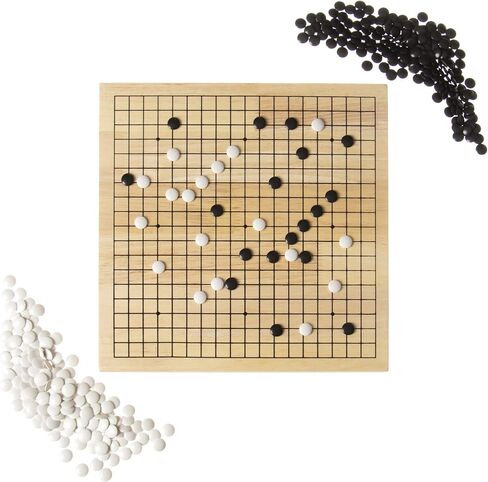 Go Set with Natural Wood Board | Portable 29 x 29cm (11.4" x 11.4") Set | Complete Set of 361 Stones | 19x19 Grid Layout, Portable Size for Travel | 2-Player - Classic Chinese Strategy Board Game in Saudi Arabia