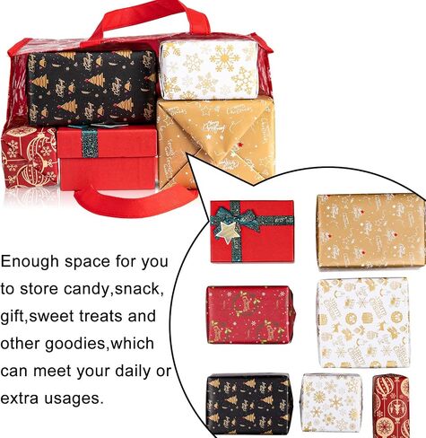 Whaline 12Pcs Christmas Non-Woven Bags Large Red Green Tote Bag with Handles Reusable Waterproof Gift Bag Grocery Shopping Bag Snowflake Snowman Peppermint Christmas Party Treat Goodie Bag for Favors in Saudi Arabia