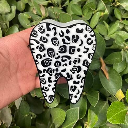 Leopard Cheetah Tooth Dentist Dental Hygienist Freshie Silicone Mold for Scented Aroma Beads 5x5x1" Freshies Molds Resin, Car Candle, Soap, Freshie Oven Safe Heat Resistant to 400 F in Saudi Arabia