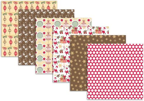 بيوكس اكسر 24 ورقة من ورق سجل القصاصات بطابع الكريسماس، عبوة ورقية بنمط 6 انش، لوازم دفتر اليوميات الحرفية الزخرفية من جانب واحد للالبوم الفني والمخططات اليدوية in Kuwait