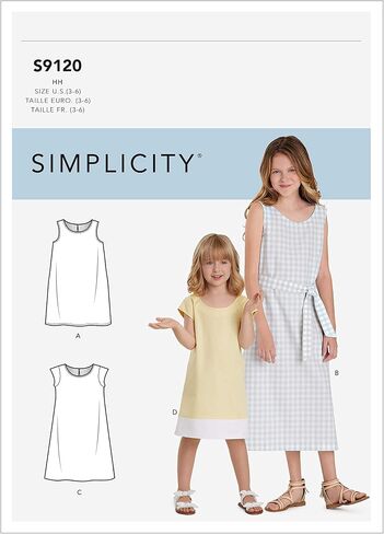 فساتين S9120 بنمط خياطة SIMPLICITY S9120 للأطفال والفتيات، متنوعة، HH (3-4-5-6) in Saudi Arabia